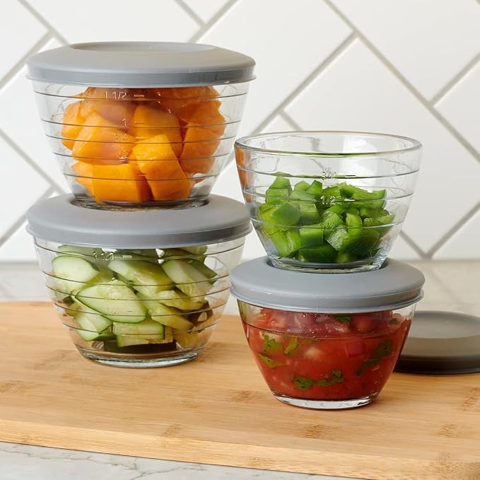 Anchor Hocking Glass 6 Piece 2 Cup 4-IN-1 PREP BOWLS