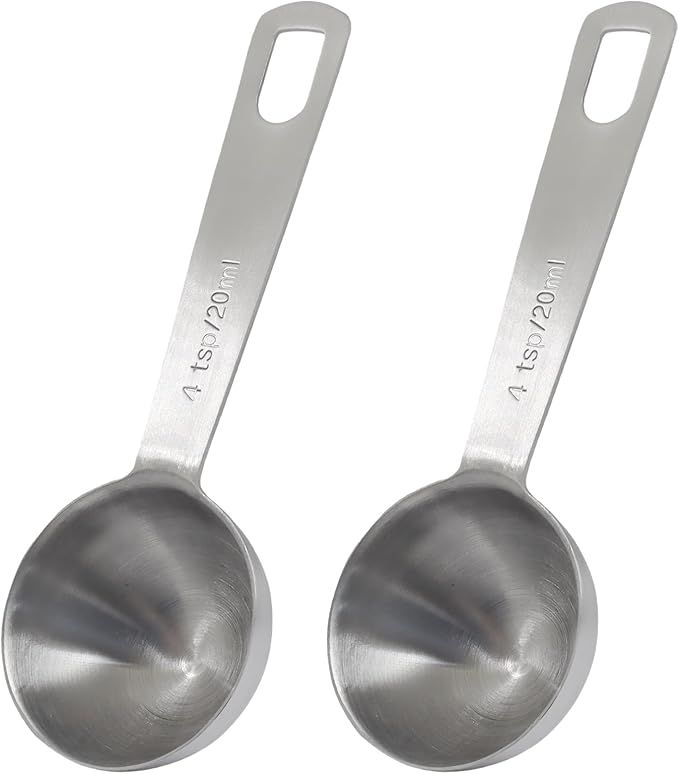 2Pcs 4/3 Tbsp Stainless Steel Measuring Spoons | 4/3 Tbsp | 4 Tsp | 20 Ml | 20 Cc, Metal, For Coffee Powder, For Grains, For Loose Tea
