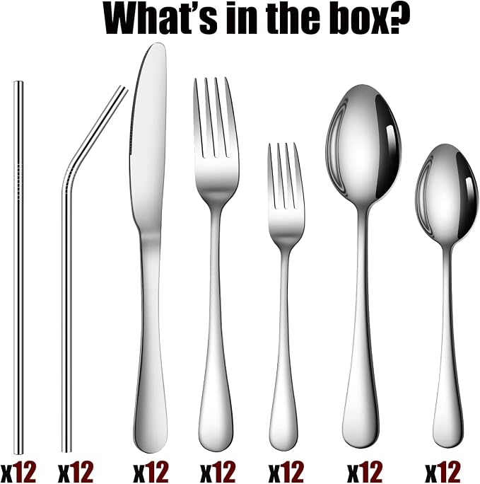 84 Pieces Silverware Service for 12 Flatware Set Stainless Steel Utensils Cutlery Set Dishwasher Safe