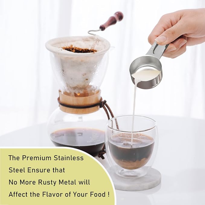 2PCS 1/3CUP(80ml, 2.7oz) Measuring Cup, 18/8 Stainless Steel Measure Scoop | High Precision, Food-Grade 304 SS, ‌Rust-Free, Dishwasher-Safe, Easy-Read Markings, Multi-Purpose, Sturdy & Durable