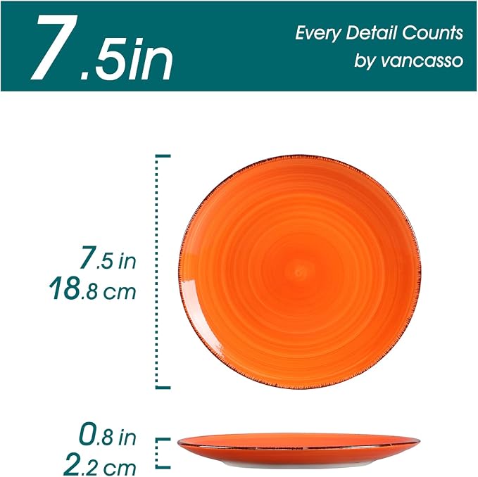 vancasso Bonita Muticolor Salad Plate Set of 6, 7.5 Inch Ceramic Dessert Plate, Dishwasher and Microwave Safe