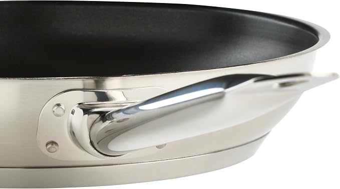Winco 11" Stainless Steel Fry Pan, Non-Stick | Dishwasher safe, Induction compatible, Great for Sauteing, Searing, Frying and Restaurant Kitchens