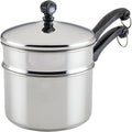 Farberware Classic Series Stainless Steel Double Boiler and Saucepan with Lid, Double Boilers For Stove Top, 2-Quart
