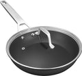 MsMk 12.5 Inch Nonstick Frying pan with Lid, Grey Large Cooking Pan Skillet | Non Toxic, Even Heating, Easy Clean, Dishwasher & Oven Safe, suitable for gas & electric & induction stoves, PFOA & PFAS Free