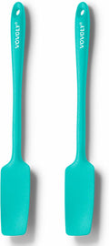 2-Pack Vovoly Silicone Jar Spatula, Long Handle Jar Spatulas, High Heat Resistant Small Rubber Spatula, Seamless Design, Stainless Steel Core, BPA Free, Teal