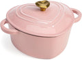 Paris Hilton Enameled Cast Iron Dutch Oven Pot with Lid, Heart-Shaped Dutch Oven, Durable Cast Iron Pot with Dual Handles, Oven Safe to 500°F, Works on All Stovetops, 4-Quart, Pink