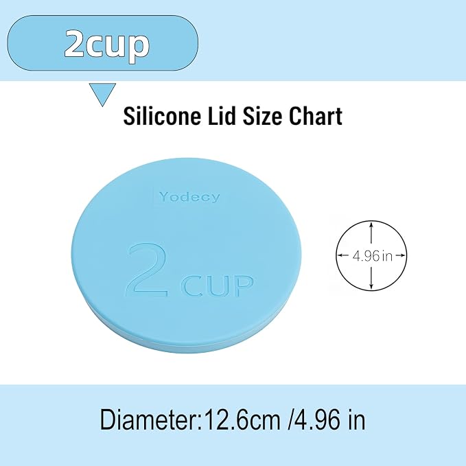 Yodecy Silicone Bowl Lids fit Pyrex Glass Bowls 7200-PC 2 Cup, Yodecy Silicone Bowl Lids fit Anchor Hocking Glass Bowls 7200-PC 2 Cup,Replacement Lids 4.76in(4 Pack Blue)