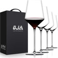 OJA Wine Glasses Set, Crystal Red Hand Blown Wine Glass, Set of 4, 15 oz | Long Stem, Thin Rim, Premium, Perfect for Red or White, Daily Use, Unique Wedding Anniversary or Birthday Gift