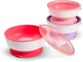 Munchkin Stay Put Munchkin Suction Baby Bowls with Lids - Dishes for Babies and Toddlers, Self-Feeding Bowl Set for Kids 6+ Months, 3 Pack, Pink/Purple