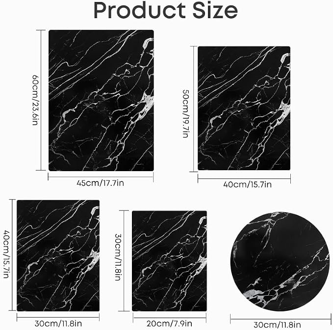 Murrey Home Glass Cutting Board for Kitchen Counter, Tempered Glass Chopping Boards Dishwasher Safe, Small Clear Countertop Tray, Scratch Resistant, Heat Resistant, Non Toxic, Black Marble, 16"x12"