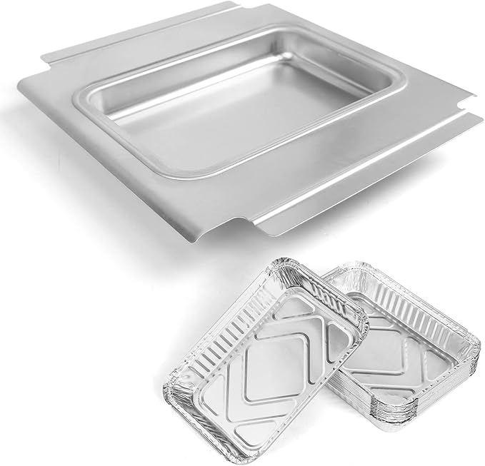 Uniflasy 80580 Catch Pan for Weber Q200 Q300 Q220 Q240 Q2000 Q2200 Q320 Grill, Drip Tray for Weber Q200/Q300 Series Grill with 6415 Aluminum Liner Replacement, 15 Pack
