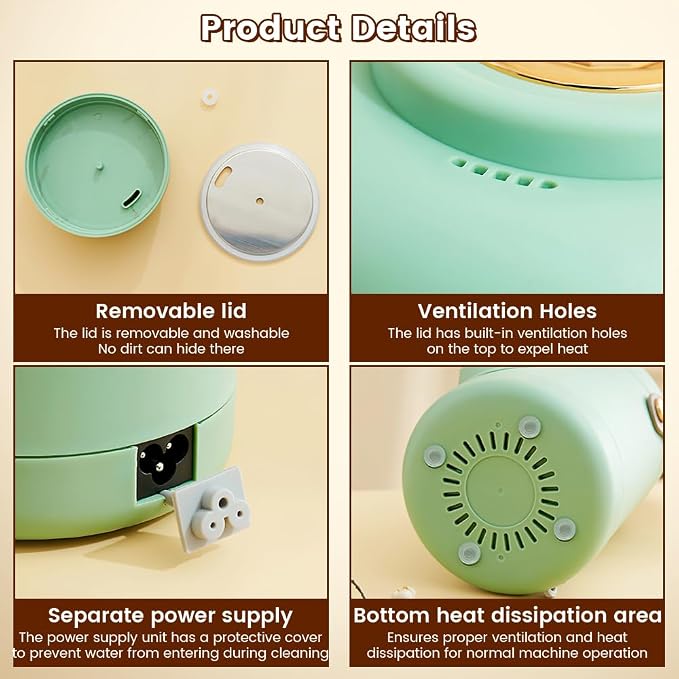 Rice Cooker Small, 500W Rice Maker, 12 Hours Timer Delay & Keep Warm Function, Mini Electric Pot, 800ML Mini Rice Cooker for Travel, Camping, Office (US Plug 110V), Green