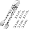 HINMAY 6PCS Mini Serving Tongs 5-Inch Small Sugar Tongs (Silver) | Tiny Stainless Steel Kitchen Tong for Appetizers, Tea Party, Coffee Bar, Desserts