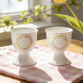 Cinf Ceramic Egg Cup Set, 2 Pack, Floral Boiled Egg Holders for Breakfast | Set of 2 ceramic egg cups, elegant floral design, stable base, easy to clean, ideal for boiled eggs and breakfast serving
