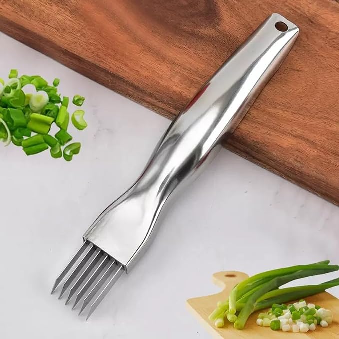 3Pack Green Onion Slicer, Multi-Blade Kitchen Herb Cutter, Professional Scallion Shredding Tool (3, Silver)