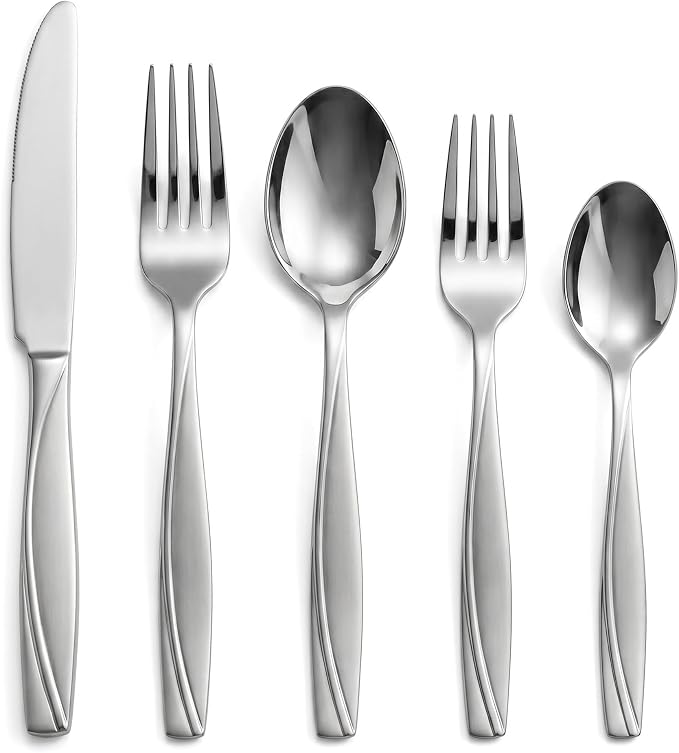 40-Piece Stainless Steel Silverware Set for 8 | Grade 430 Classic Pattern Flatware Set, Heavy Fork Spoon Knife Set for Home, Restaurant, Apartment, Hotel, Dishwasher Safe