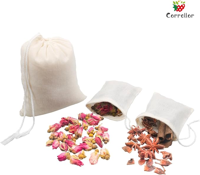20Pcs Reusable Tea Filter Bags,Soup Bags,Bone Broth Brew Bags,Spice Bags,Muslin Strainer Bags,Natural Unbleached Cotton Cheesecloth Bags for Cold Brew Coffee(5x6.3inch)