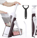 Safe Mandoline Slicer for Kitchen, Vegetable & Food Cutter, Easy to Clean | Safe Mandoline Slicer for Kitchen, Easy to Clean/Storage, Potato Slicing, Strips, Shredding, Dicing, Cleaning brush(Brown)