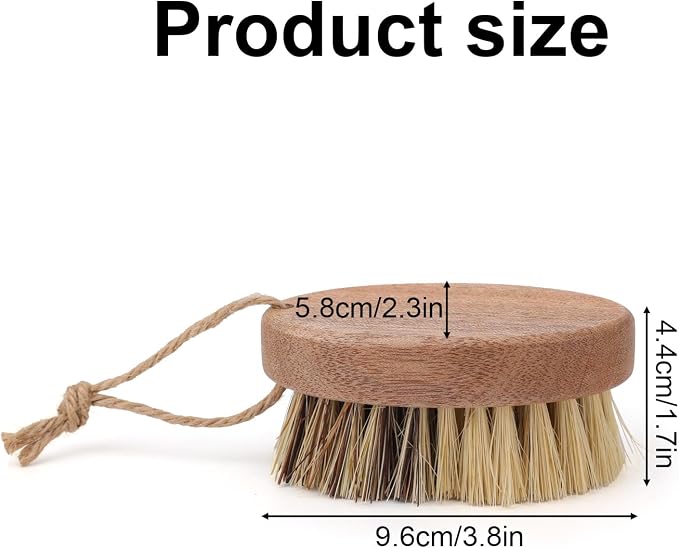 2pcs Vegetable Brush Scrubbers with Wood Handle, Dual Bristle Sisal & Palm Wooden Veggie Scrubbing Cleaner Brush for Vegetable Potatoes Carrots Mushroom Tomato Fruits Produce Cleaning Wash