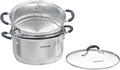SUNHOUSE 3.1 QT Stainless Steel Steamer Pot for Cooking Vegetables | Steaming Pot with Glass Lid & Steamer Basket - 2 Tier Tri-ply Stovetop Steamer For Vegetable, Veggie - Induction Compatible