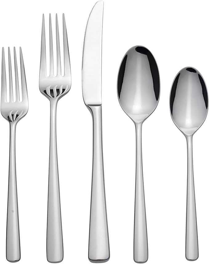 Oneida Doublet 20-Piece 18/0 Silverware Set for 4, Flatware | mirror finish, dishwasher safe | includes knives, forks, and spoons | cutlery set for kitchen and dining