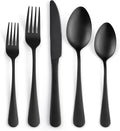 Matte Silverware Set for 8,SANLUNS 40-Piece Satin Finish Black Flatware Set,Stainless Steel Eating Dish Cutlery For 8,Fine Dinner Knifes Forks Spoons,Utensils Tableware for Kitchens Dishwasher Safe