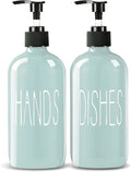 COHOSEGE Glass Soap Dispenser Set 2 Pack,16 Oz Dish Soap Dispenser for Kitchen Sink,Green Kitchen Accessories and Kitchen Decor,Green Decorations and Kitchen Utensils for Kitchen