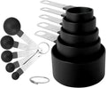 Measuring Cups and Spoons Set | 10-Piece Stackable Measuring Cups and Spoons for Dry and Liquid Ingredients (black)