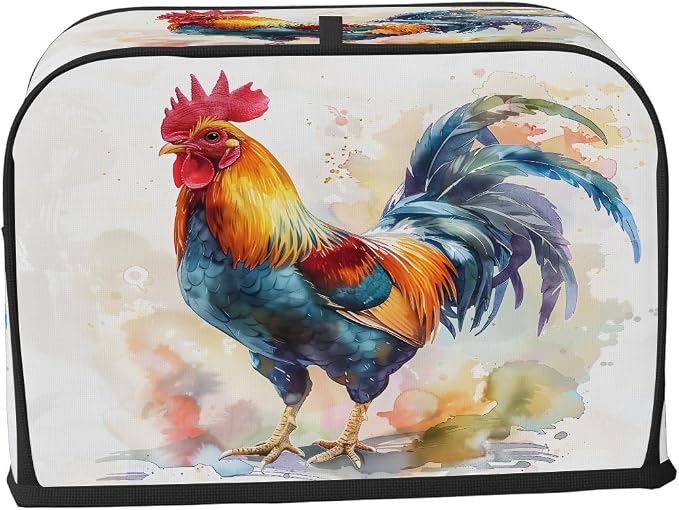 2 Slice Toaster Cover Watercolor Animal Rooster Toaster Covers Two Slice Wide Slot Waterproof and Dustproof Covers for Wide Slot Toasters and Small Appliances Kitchen Decor Gifts