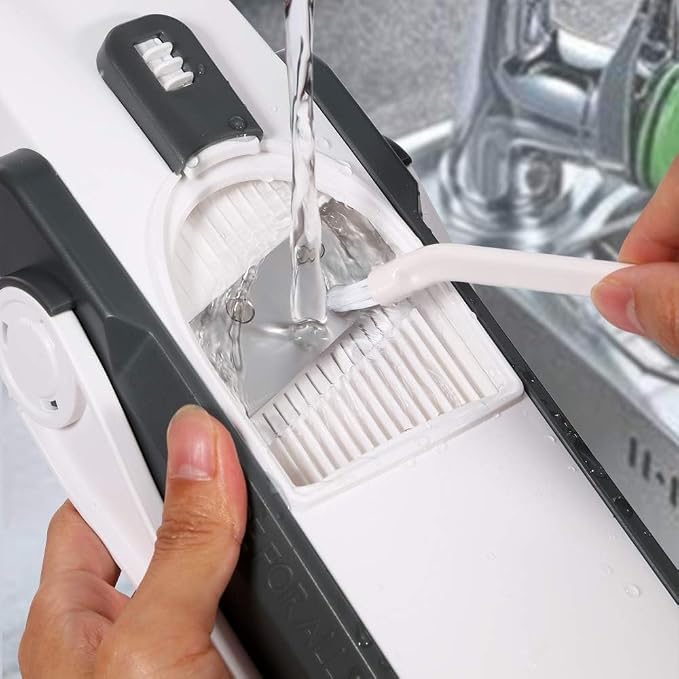 ONCE FOR ALL Safe Mandoline Slicer Kitchen, All in 1 Vegetable Slicer, Gray | Adjustable Thickness, Potato Slicer Veggie Chopper, Strips Julienne Dicer, French Fry Cutter, Dishwasher Safe, Kitchen Gift