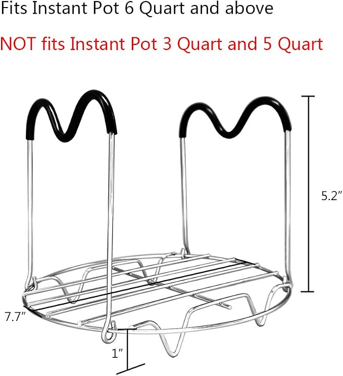 Trivet with Silicone Handles for Instant Pot 6 Qt 8 Qt, Alamic Instant Pot Trivet with Heat Resistant Silicone Handles, Steamer Rack Trivet for Electric Pressure Cookers 6 Qt 8 Qt