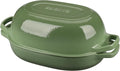 EDGING CASTING Enameled Cast Iron Oval Dutch Oven Pot with Lid, Dutch Oven for Sourdough Bread Baking, Bread Oven, Bread Dutch Oven, Oval Bread Pan, 7qt, Pistachio Green