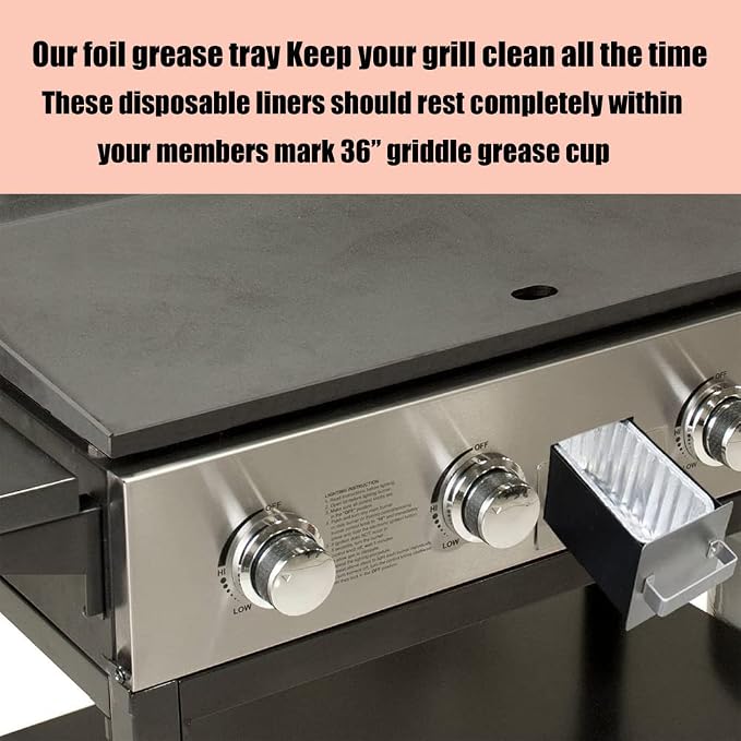 30-Pack Grease Tray Liner Drip Pan Liners for Members Mark 5-Burner Outdoor Flat Top Gas Griddle l Replacement Members Mark 5 Burner Griddle Aluminum Foil Grease Pan Disposable