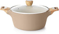SENSARTE Ceramic Nonstick Stock Pot with Lid, 2.6/4.5/6.6/8.5/11 QT Soup Pot Casserole Pot, Non-toxic Healthy Pasta Pot, Large Cooking Pot Stew Pot, Induction Compatible, PFOA PFAS PTFE Free, Taupe