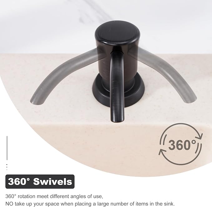 Kitchen Sink Soap Dispenser Pump, 17 oz Bottle, Oil Rubbed Bronze | Refills From The Top, No-Leak ABS Pump, DIY Installation, 360° Swivel, Fits 1–1.5 in Sink Holes; for Dish Soap or Lotion