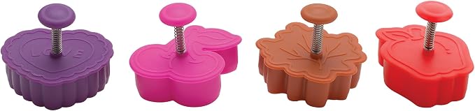 Mrs. Anderson's Baking Pie Crust Cookie Cutters, Set of 4, Spring-Action Embossing Cutters For Pie Crusts, Cookies, And Pastry Dough