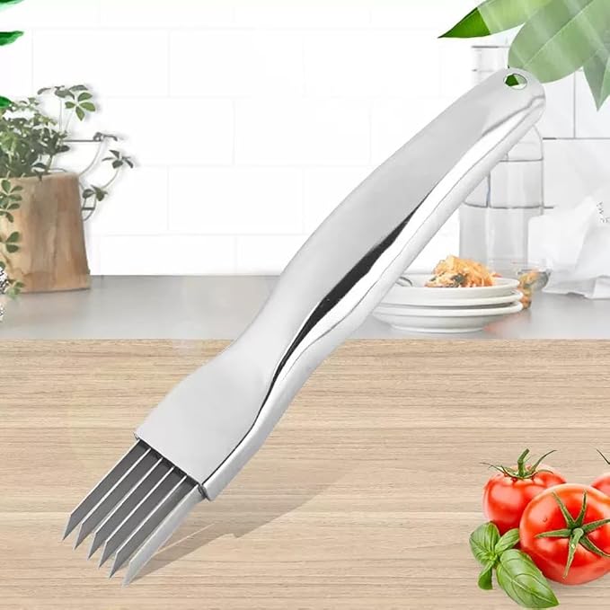 3Pack Green Onion Slicer, Multi-Blade Kitchen Herb Cutter, Professional Scallion Shredding Tool (3, Silver)