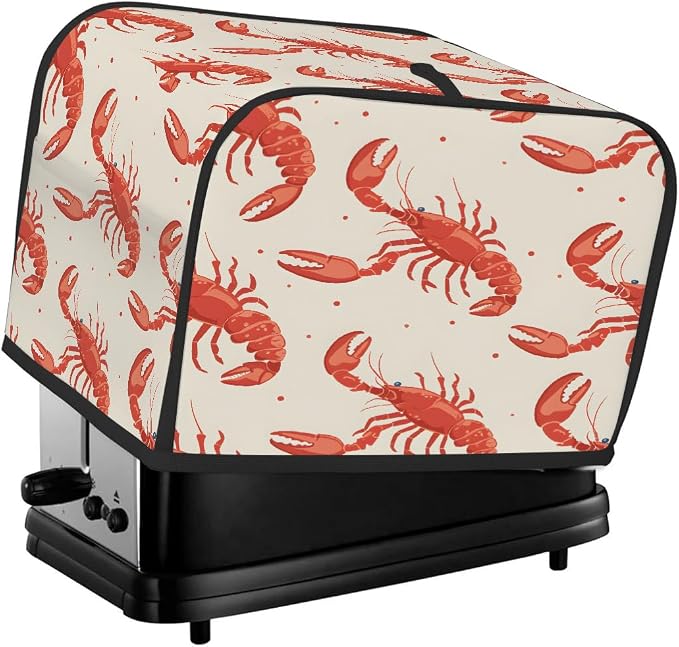2 Slice Toaster Cover Cute Lobster Vintage Toaster Covers Two Slice Wide Slot Waterproof and Dustproof Covers for Wide Slot Toasters and Small Appliances Kitchen Decor Gifts