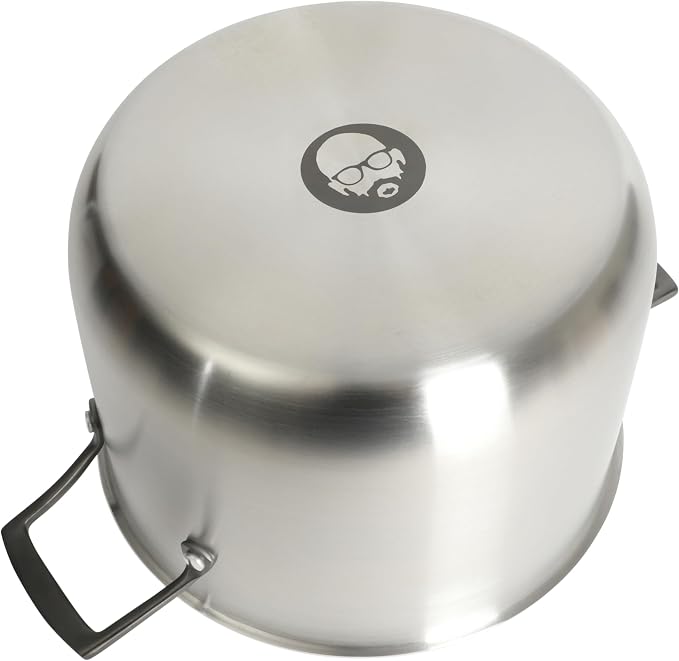 Babish 8 Quart Tri-Ply Stainless Steel Stock Pot with Glass Lid & Black Handles – Dutch Oven, Oven Safe, Dishwasher Safe