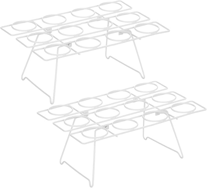 Patelai 2 Pack Ice Cream Cone Baking Racks 12-cavity Cupcake Cone Holders Cupcakes Display Stands Cooling Racks for Home Kitchen Baking Cooking Ice Cream Tools Supplies(White)