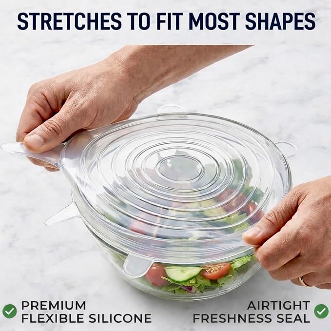 Premium 8-Piece Silicone Stretch Lid Set with Extra Large 11” Cover – Reusable BPA-Free Eco-Friendly Bowl Covers – Universal Airtight Leak-Proof Seal for Pots, Bowls & Fruit