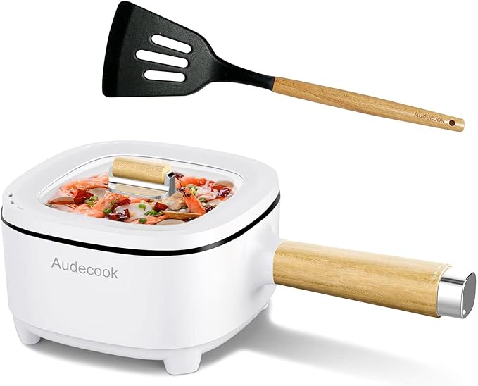 Audecook 2L Hot Pot Electric, Non-Stick electric pot, Portable Pot lazy | Dual Power Control Electric Pot For Cooking Steak, Egg, Ramen, Oatmeal & Soup | Portable Pot for Dorm, RV, Travel & Camping