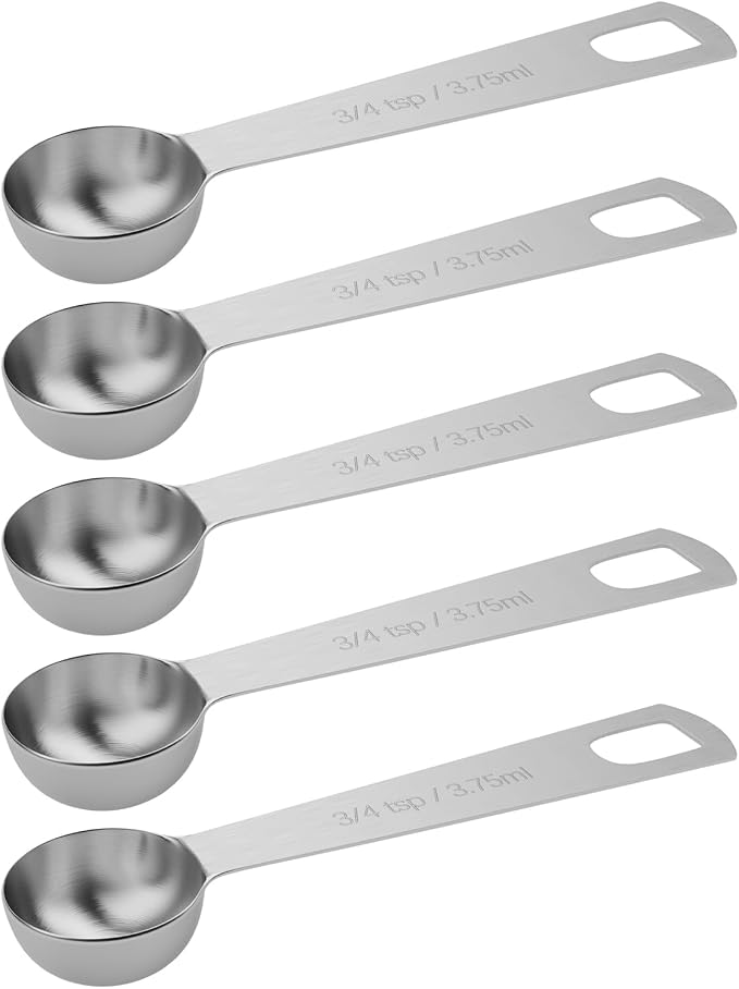 5PCS 3/4tsp(1/4tbsp, 3.75ml) Measuring Spoon, Stainless Steel Teaspoon | High Precision, Food-Grade, ‌Rust-Free, Dishwasher-Safe, Easy-Read Markings, Multi-Purpose, Sturdy & Durable