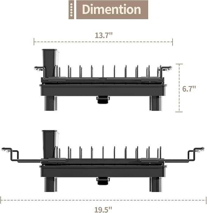 Expandable Over Sink Dish Rack, Small Dish Drying Rack with Drip Tray | Anti-Scratch Base, Space Saving Design for Kitchen Counter