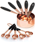 Joyhill Copper Measuring Cups and Spoons Set of 10 Piece, Stainless Steel Nesting Measuring Cup Set with Soft Touch Silicone Handles for Dry and Liquid Ingredients | BPA-Free Silicone Handles, Etched Markings, Nestable Design, Dishwasher Safe for Dry &...