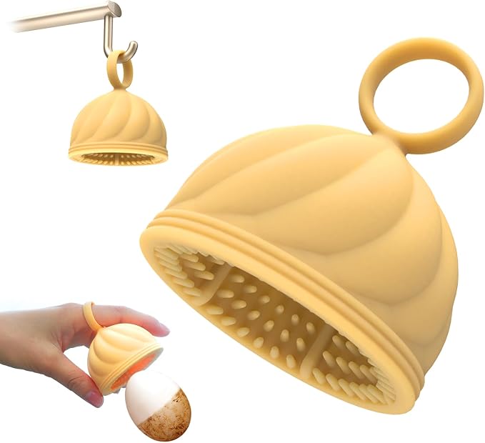 Egg Washer for Fresh Eggs - Upgraded 2.0 Silicone Egg Scrubber | Farm Fresh Egg & Vegetable Scrubber | Dishwasher Safe, Gentle on Shells (Yellow 1 Pcs)