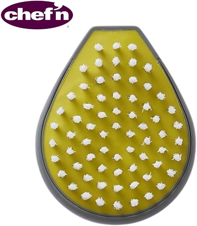 Chef'n PalmBrush Vegetable Brush, 3.5" x 3" x 1.5", Marble Gray