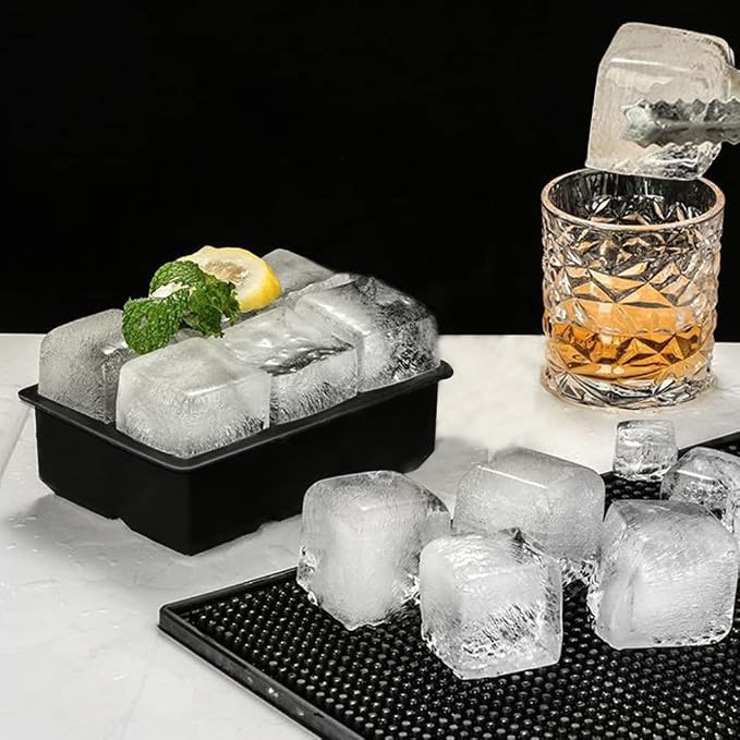 2 Pack Ice Cube Tray, 2" Sphere Ice Ball Mold with Lid & Large Square Maker | Perfect for Whiskey, Cocktails, Bourbon, and Homemade Drinks, Creating Slow-Melting Ice That Keeps Beverages Chilled Longer