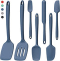 Coukre Silicone Spatula Set of 7, BPA Free Food Grade Silicone Cooking Utensils, Heat Resistant Kitchen Tools for Nonstick Cookware, Dishwasher Safe Spatulas for Cooking and Baking（7,PureDarkBlue）