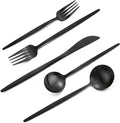 Matte Black Silverware Set, VANVRO 60-Piece Stainless Steel Flatware Set, Black Silverware Set for 12, Satin Finish tableware Cutlery Set,Home and Restaurant, Dishwasher Safe
